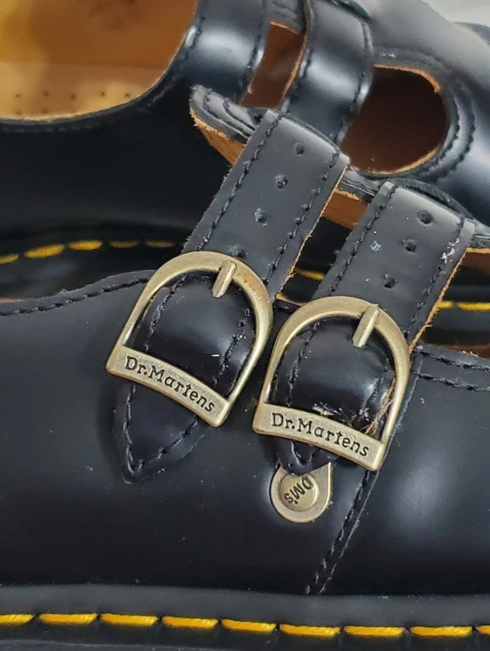 Dr. Martens Mary Jane Double Buckle 12916 Black Smooth Leather Womens 11 - Picture 5 of 9